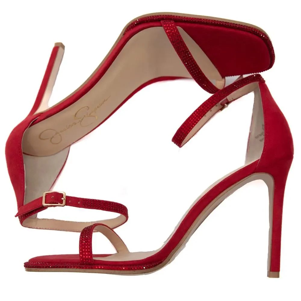 Jessica Simpson Ostey Red Ankle Strap Square Toe Cocktail Hour Heels Size 8.5